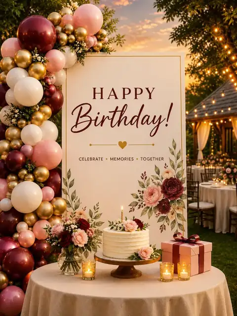 Birthday party cake table on the lawn at Mulberry Farm, Noida