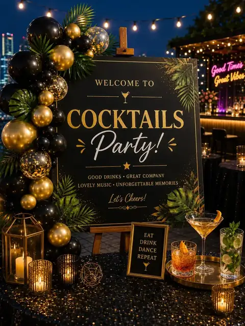 Cocktail evening set-up at Mulberry Farm, a party venue in Noida