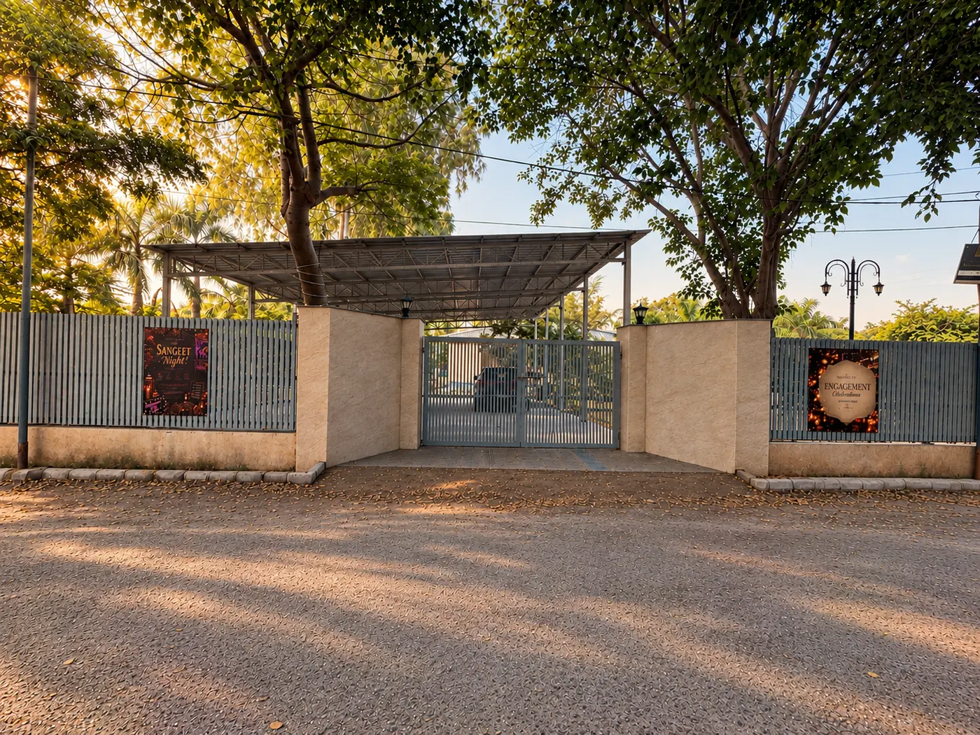Covered car parking inside the gate at Mulberry Farm, Sector 135 Noida