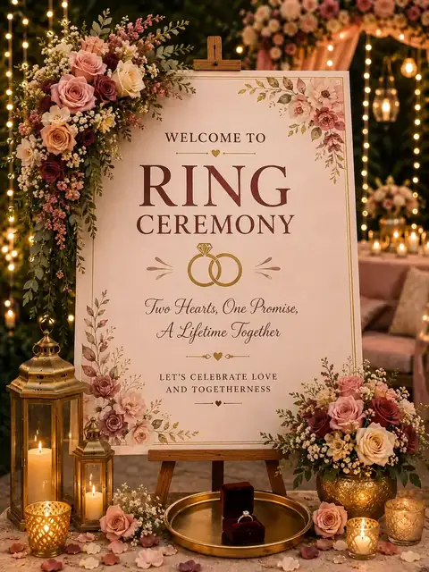 Ring ceremony set-up at Mulberry Farm farmhouse, Noida