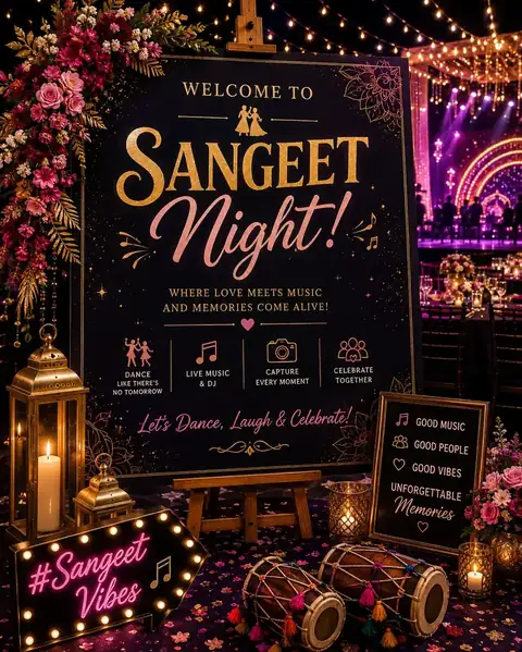 Sangeet night stage and dance floor at Mulberry Farm farmhouse in Noida